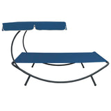 ZNTS Outdoor Lounge Bed with Canopy Blue 313527