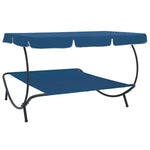 ZNTS Outdoor Lounge Bed with Canopy Blue 313527