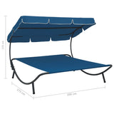 ZNTS Outdoor Lounge Bed with Canopy Blue 313527