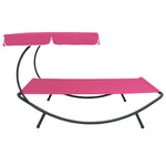 ZNTS Outdoor Lounge Bed with Canopy Pink 313528