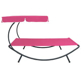 ZNTS Outdoor Lounge Bed with Canopy Pink 313528