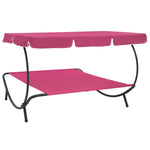 ZNTS Outdoor Lounge Bed with Canopy Pink 313528