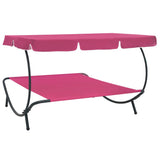 ZNTS Outdoor Lounge Bed with Canopy Pink 313528