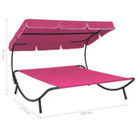 ZNTS Outdoor Lounge Bed with Canopy Pink 313528