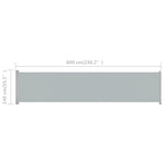 ZNTS Patio Retractable Side Awning 140x600 cm Grey 313373