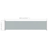 ZNTS Patio Retractable Side Awning 140x600 cm Grey 313373