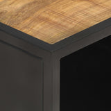 ZNTS Coffee Table 90x50x35 cm Rough Mango Wood and Natural Cane 323143