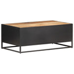 ZNTS Coffee Table 90x50x35 cm Rough Mango Wood and Natural Cane 323143
