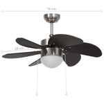 ZNTS Ceiling Fan with Light 76 cm Dark Brown 51488