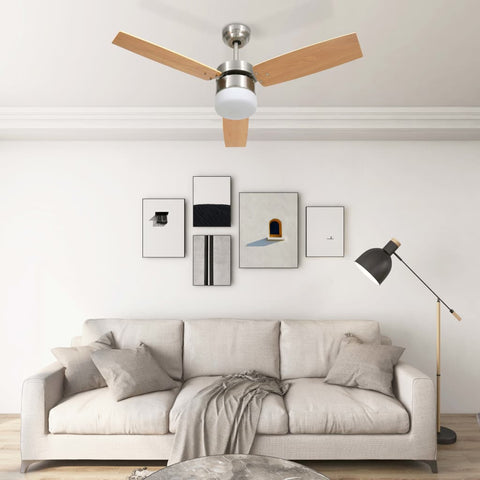 ZNTS Ceiling Fan with Light and Remote Control 108 cm Light Brown 51490
