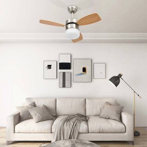 ZNTS Ceiling Fan with Light and Remote Control 76 cm Light Brown 51492