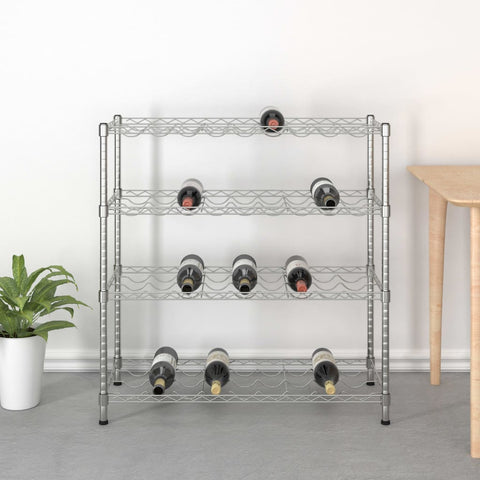 ZNTS 4-Tier Wine Rack for 36 Bottles Chromed Iron 324638
