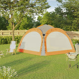 ZNTS Party Tent with LED and 4 Sidewalls 3.6x3.6x2.3 m Grey&Orange 93077