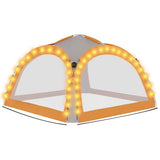 ZNTS Party Tent with LED and 4 Sidewalls 3.6x3.6x2.3 m Grey&Orange 93077