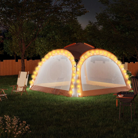 ZNTS Party Tent with LED and 4 Sidewalls 3.6x3.6x2.3 m Grey&Orange 93077