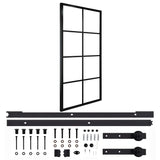 ZNTS Sliding Door Aluminium and ESG Glass with Hardware 102.5x205cm 3056805