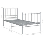 ZNTS Bed Frame Grey Metal 90x200 cm 324948