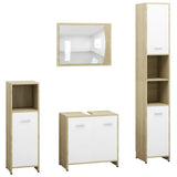 ZNTS 4 Piece Bathroom Furniture Set White and Sonoma Oak Engineered Wood 3056885