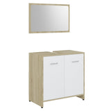 ZNTS 4 Piece Bathroom Furniture Set White and Sonoma Oak Engineered Wood 3056885