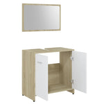 ZNTS 4 Piece Bathroom Furniture Set White and Sonoma Oak Engineered Wood 3056885