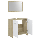 ZNTS 4 Piece Bathroom Furniture Set White and Sonoma Oak Engineered Wood 3056885