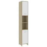 ZNTS 4 Piece Bathroom Furniture Set White and Sonoma Oak Engineered Wood 3056885
