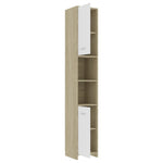 ZNTS 4 Piece Bathroom Furniture Set White and Sonoma Oak Engineered Wood 3056885
