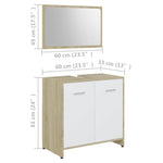 ZNTS 4 Piece Bathroom Furniture Set White and Sonoma Oak Engineered Wood 3056885