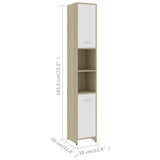 ZNTS 4 Piece Bathroom Furniture Set White and Sonoma Oak Engineered Wood 3056885