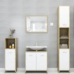 ZNTS 4 Piece Bathroom Furniture Set White and Sonoma Oak Engineered Wood 3056885