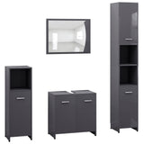 ZNTS 4 Piece Bathroom Furniture Set High Gloss Grey Engineered Wood 3056888