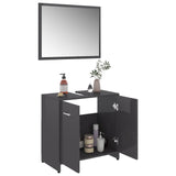 ZNTS 4 Piece Bathroom Furniture Set High Gloss Grey Engineered Wood 3056888