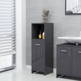 ZNTS 4 Piece Bathroom Furniture Set High Gloss Grey Engineered Wood 3056888