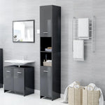 ZNTS 4 Piece Bathroom Furniture Set High Gloss Grey Engineered Wood 3056888