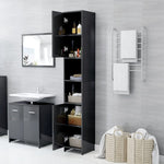 ZNTS 4 Piece Bathroom Furniture Set High Gloss Grey Engineered Wood 3056888