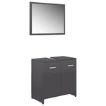 ZNTS 4 Piece Bathroom Furniture Set High Gloss Grey Engineered Wood 3056888