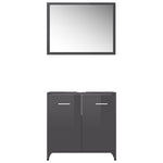 ZNTS 4 Piece Bathroom Furniture Set High Gloss Grey Engineered Wood 3056888