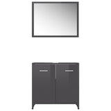 ZNTS 4 Piece Bathroom Furniture Set High Gloss Grey Engineered Wood 3056888
