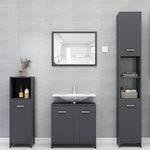 ZNTS 4 Piece Bathroom Furniture Set High Gloss Grey Engineered Wood 3056888