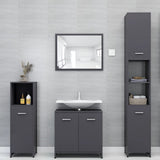 ZNTS 4 Piece Bathroom Furniture Set High Gloss Grey Engineered Wood 3056888