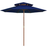 ZNTS Double Decker Parasol with Wooden Pole Blue 270 cm 313767
