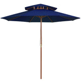 ZNTS Double Decker Parasol with Wooden Pole Blue 270 cm 313767