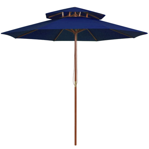 ZNTS Double Decker Parasol with Wooden Pole Blue 270 cm 313767
