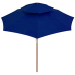 ZNTS Double Decker Parasol with Wooden Pole Blue 270 cm 313767