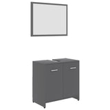 ZNTS 3 Piece Bathroom Furniture Set Grey Engineered Wood 3056909
