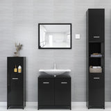 ZNTS 3 Piece Bathroom Furniture Set High Gloss Black Engineered Wood 3056914