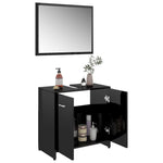 ZNTS 3 Piece Bathroom Furniture Set High Gloss Black Engineered Wood 3056914