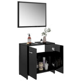 ZNTS 3 Piece Bathroom Furniture Set High Gloss Black Engineered Wood 3056914