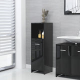 ZNTS 3 Piece Bathroom Furniture Set High Gloss Black Engineered Wood 3056914