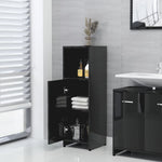 ZNTS 3 Piece Bathroom Furniture Set High Gloss Black Engineered Wood 3056914